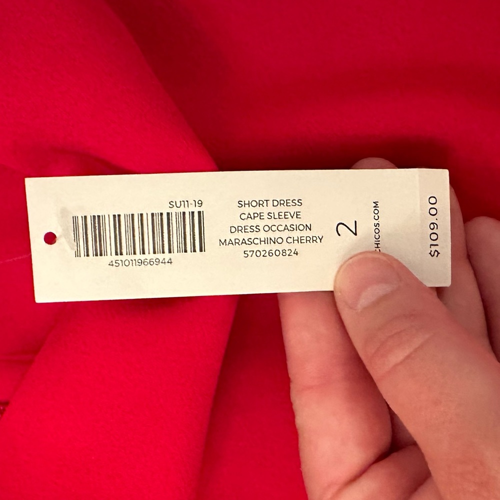 Chico's Red Midi Dress with Flutter Sleeves - Picture 5 of 8